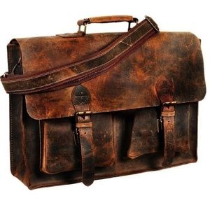 GRUNTLUXURY Small 15” Handmade Buffalo leather bag